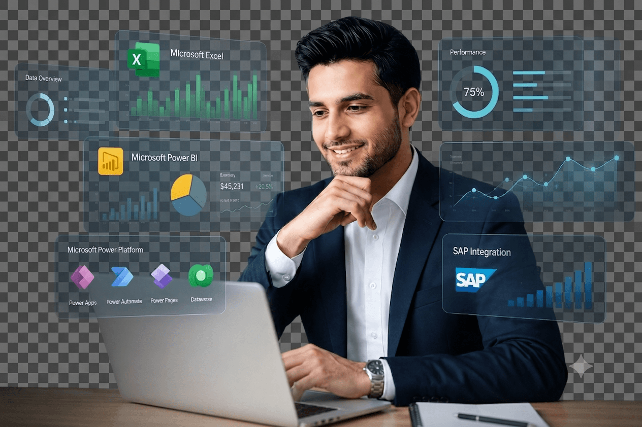 Professional data analyst with laptop